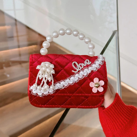 Girls' mini square shoulder bag with bow detail
