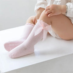 Baby Girls' Non-Slip Knee Socks, 3 Pairs with Bows