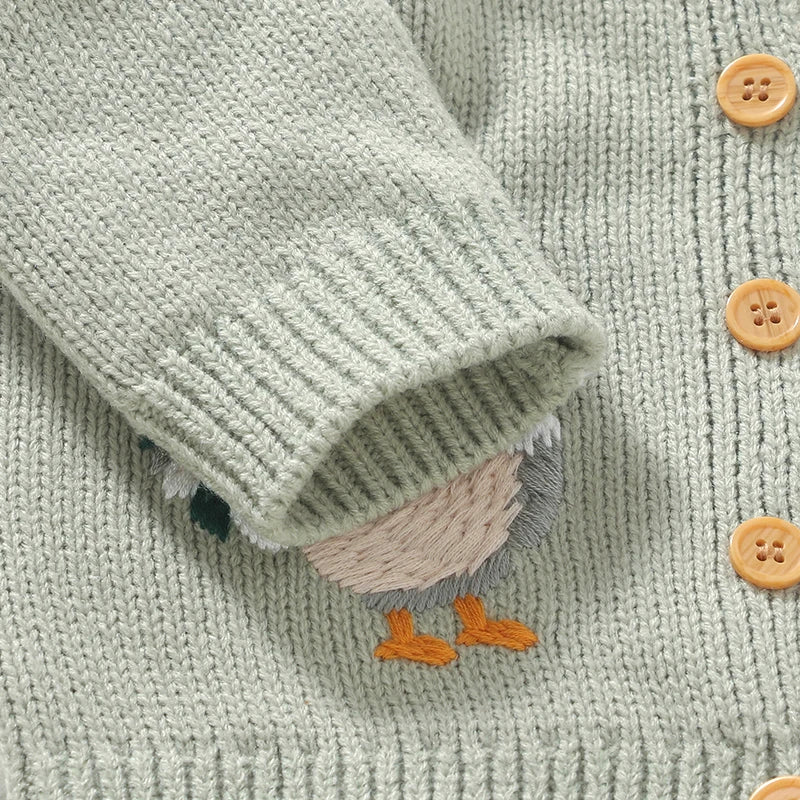 Rooster Embroidery Cardigan Top