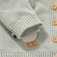 Rooster Embroidery Cardigan Top