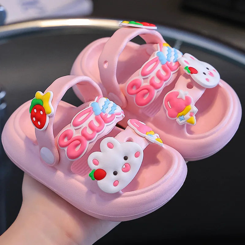 Kids' Rabbit and Panda Clogs, Non-Slip Beach Sandals