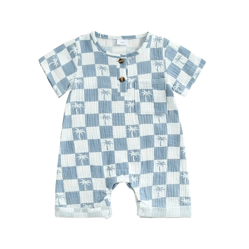 Checkered Tree Print Playsuit