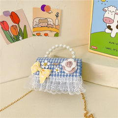 Flower Plaid Handbag for Girls (Ages 2-4)
