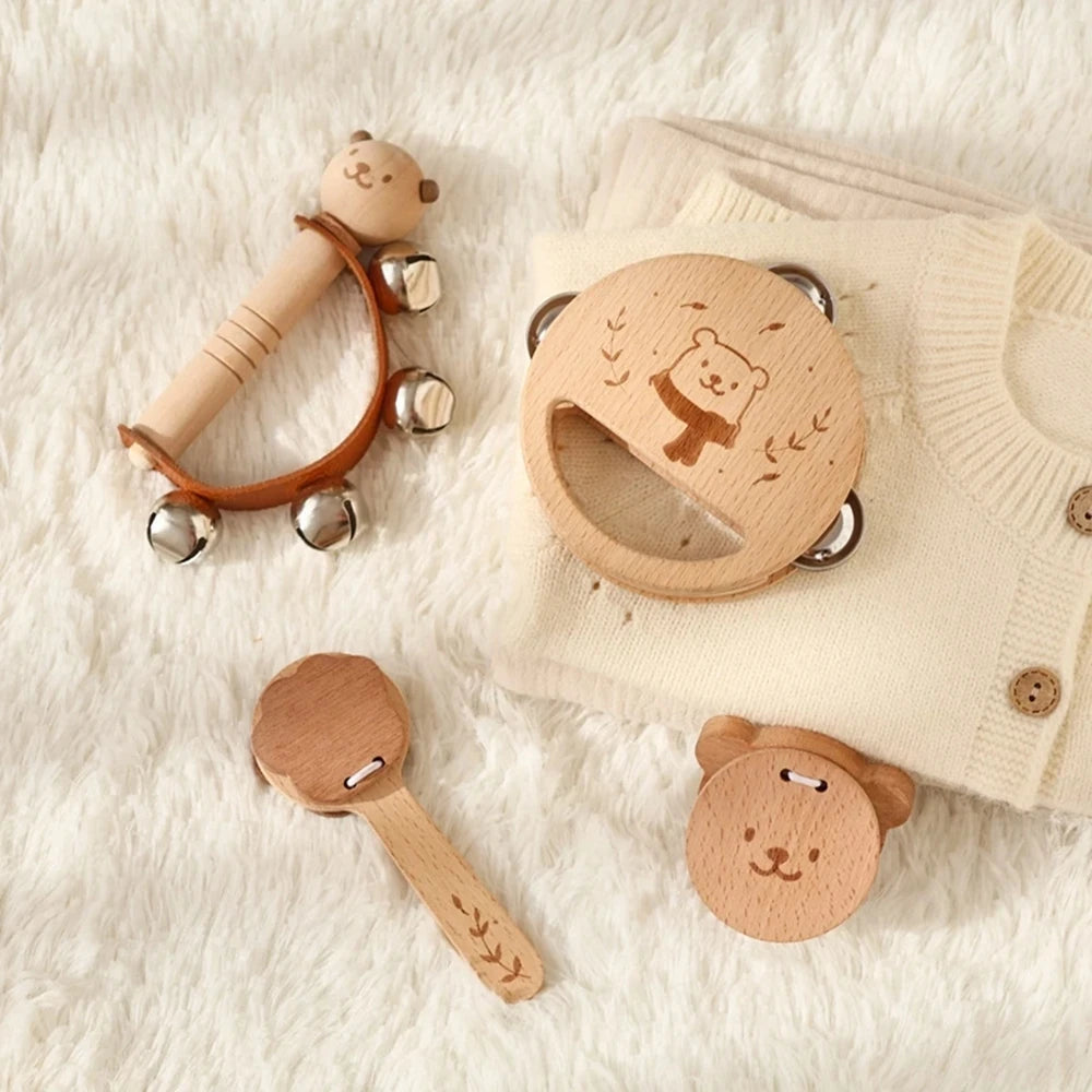 Wooden Rattle Musical Baby Toys