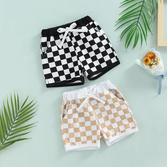 Kids Checkerboard Print Shorts