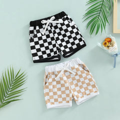 Kids Checkerboard Print Shorts