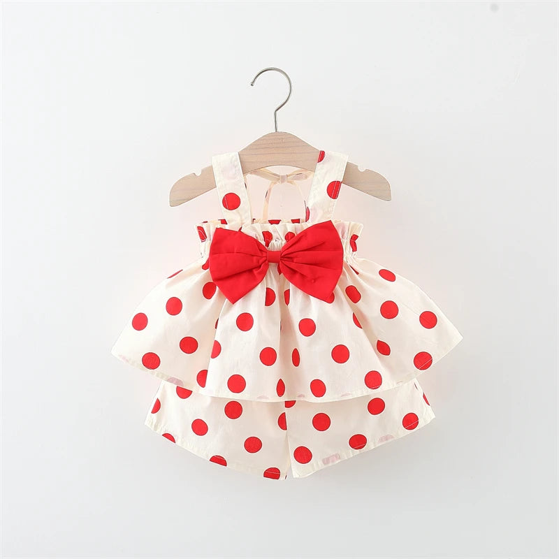 Bow Strap Dot Print Set