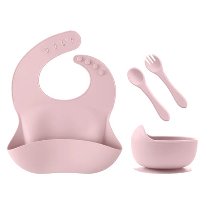 4Pcs Feeding Plate With Bib