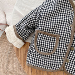 Stylish Plaid Plush Kids Coat