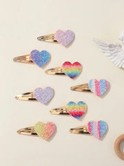 Glitter Rainbow Flower Hairpins