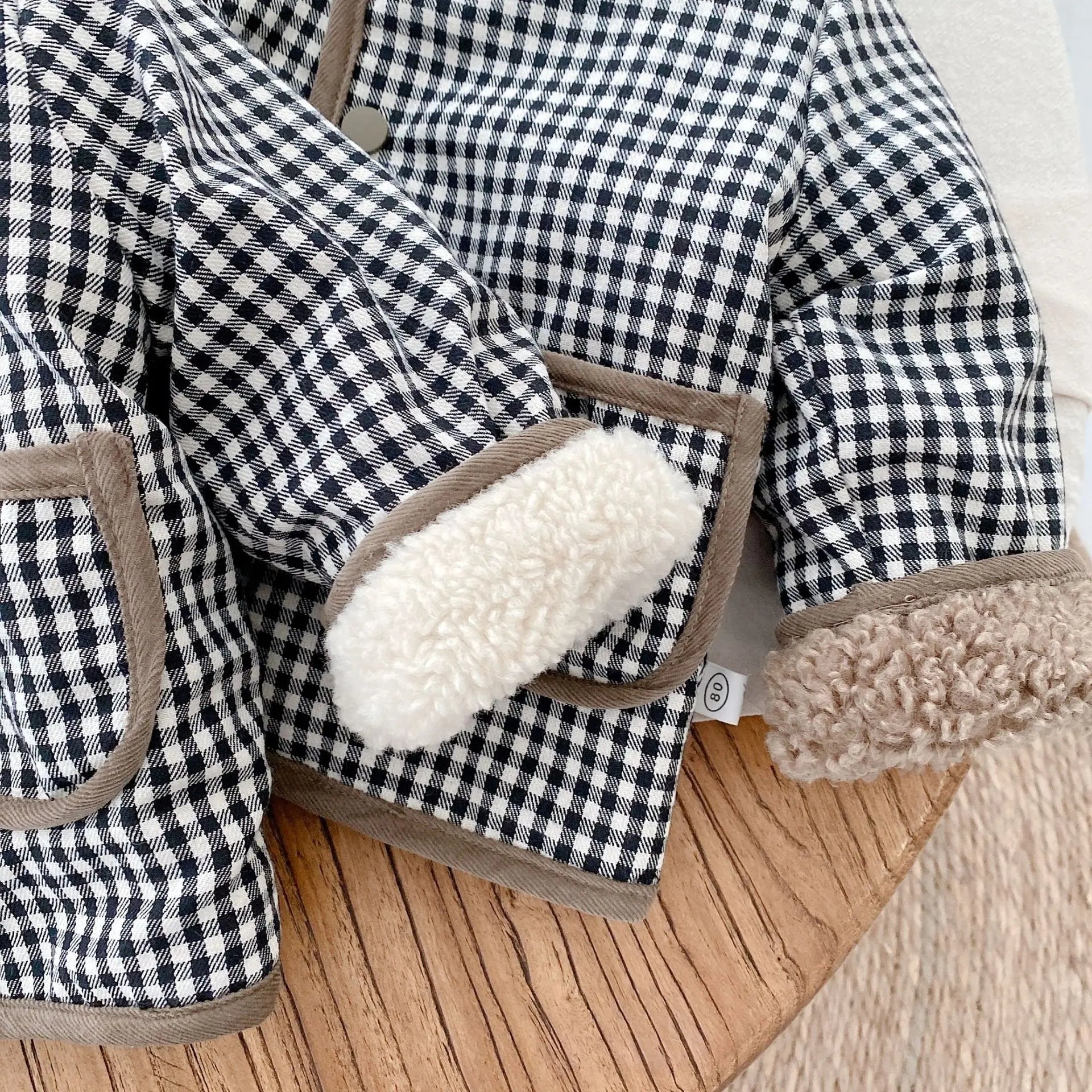 Stylish Plaid Plush Kids Coat