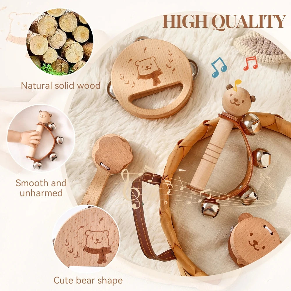 Wooden Rattle Musical Baby Toys