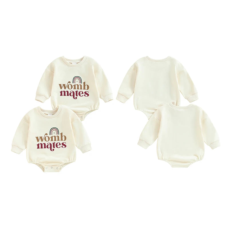 Baby Sweatshirt Romper – Rainbow Letter Print Long-Sleeve Jumpsuit for Newborn & Toddler