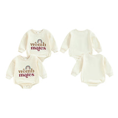 Baby Sweatshirt Romper – Rainbow Letter Print Long-Sleeve Jumpsuit for Newborn & Toddler