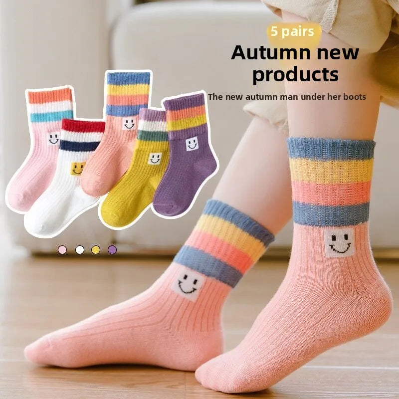 Cartoon Striped Ankle Kids Socks