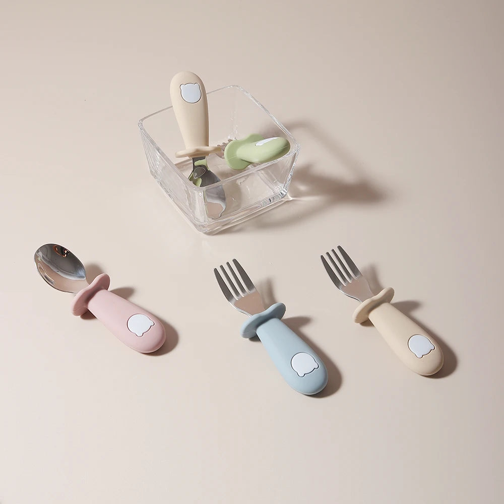 Baby panda shape silicone spoon and fork - PAMU8