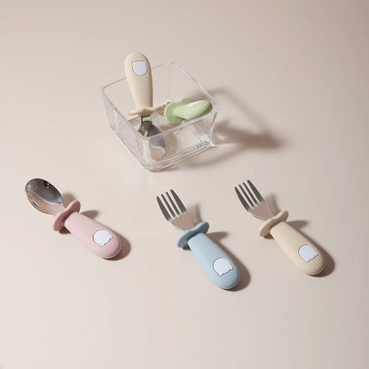 Baby panda shape silicone spoon and fork - PAMU8