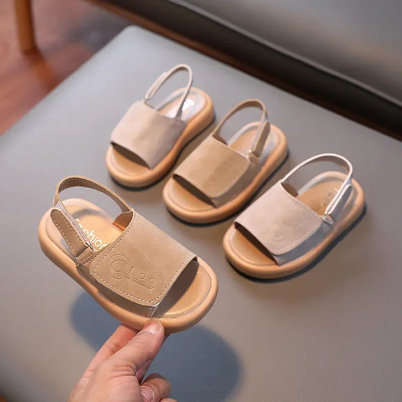 Kids summer sandals PU leather breathable outdoor shoes