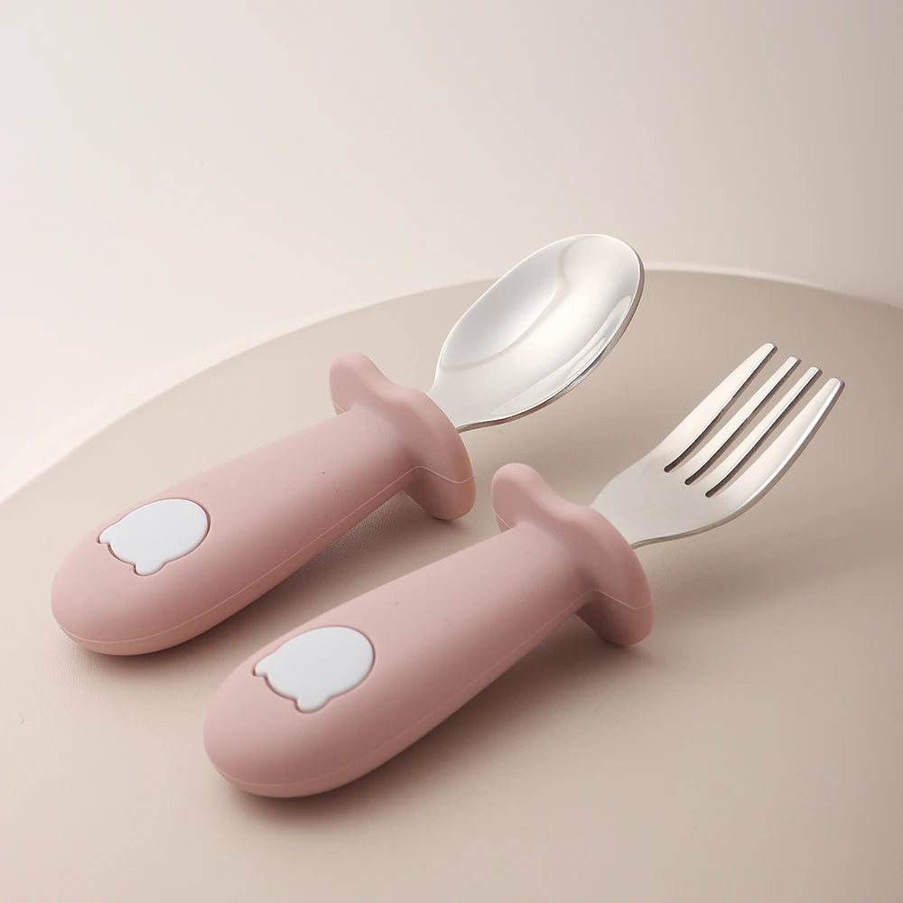Baby panda shape silicone spoon and fork - PAMU8