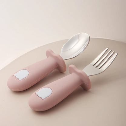 Baby panda shape silicone spoon and fork - PAMU8