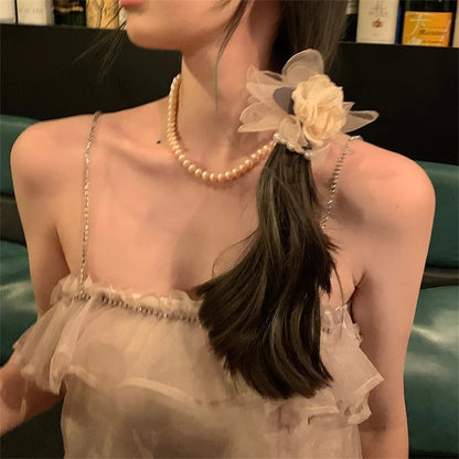 Flower Pearl Hair Ties