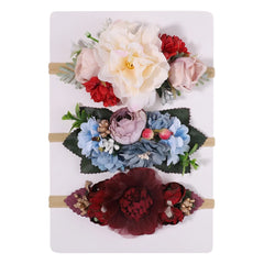 Baby Girls' Artificial Flower Headband, 3-Piece Set