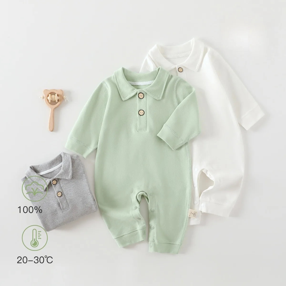 Solid Color Winter Baby Jumpsuit