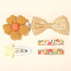 Baby Girls' Bow Hair Clips, 5-Piece Colorful Set