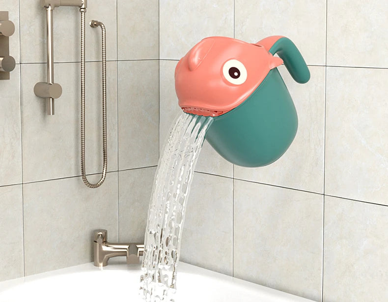 Baby Bath Shampoo Rinse Cup with Collapsible Dino Design