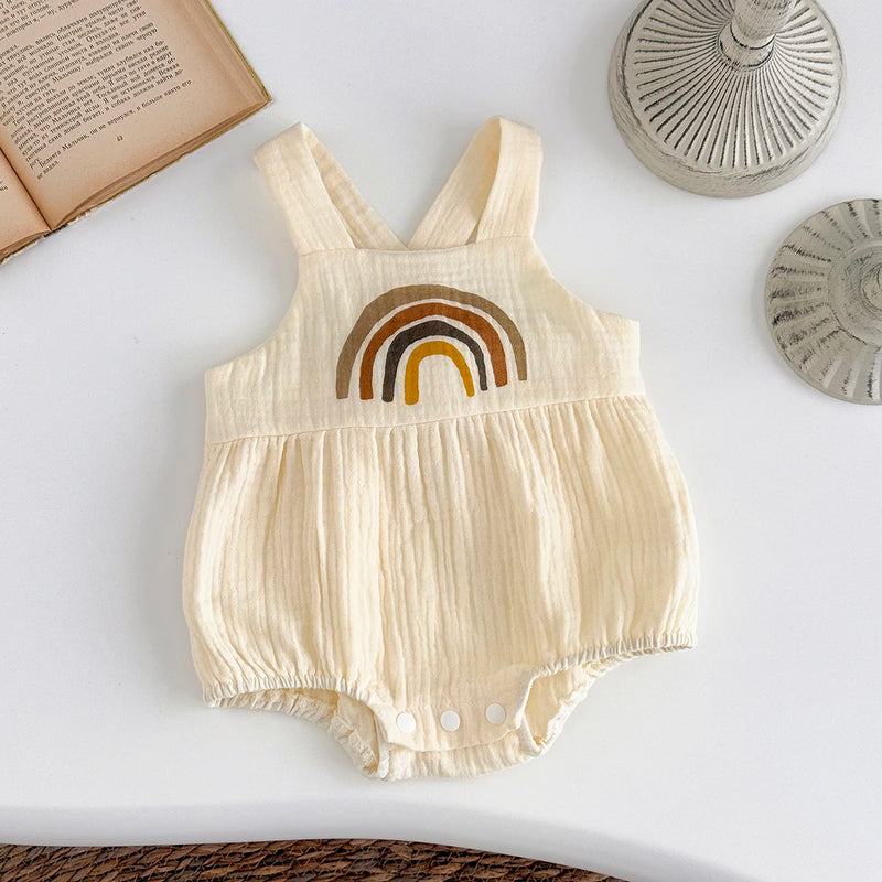 Baby Rainbow Knit Jumpsuit, Soft Loose Romper