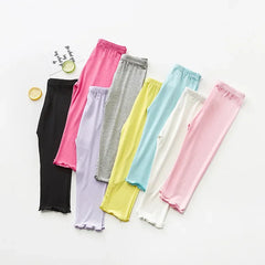 Girls' Ruffle Cropped Leggings, Soft Cotton Ages 2-12