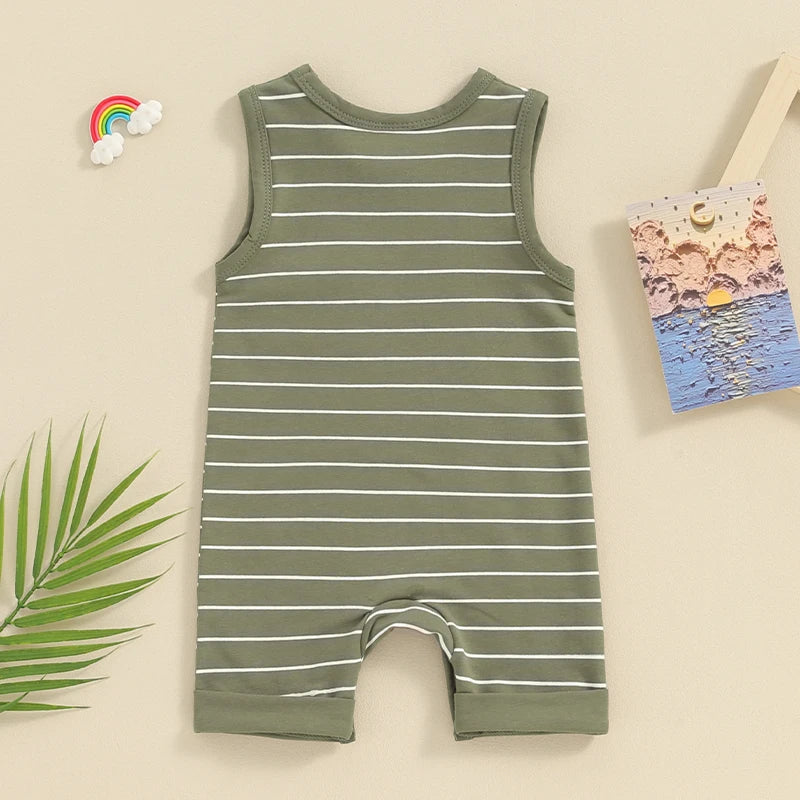 Striped Print Sleeveless Jumpsuit