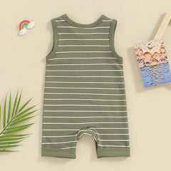 Striped Print Sleeveless Jumpsuit