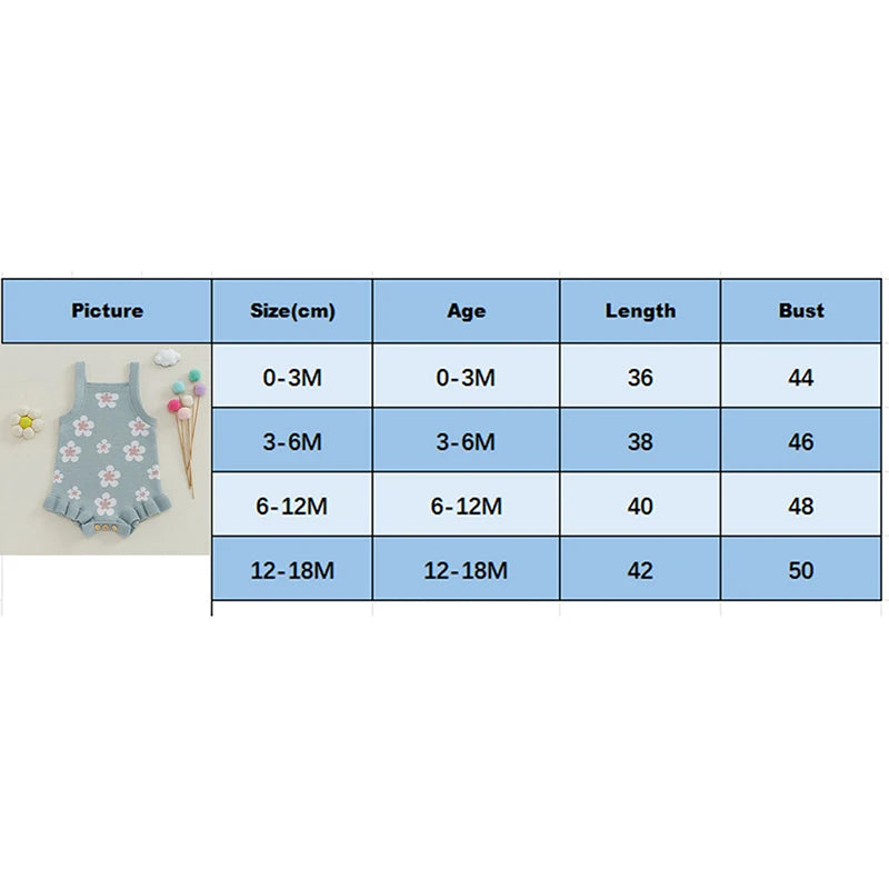 Baby Girls' Knitted Floral Bodysuit, Sleeveless Romper