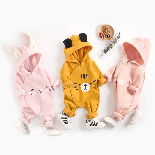 Baby Hooded Animal-Print Romper | 0–3T