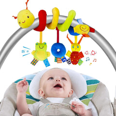 Baby spiral car seat sensory toy with plush hanging rattles USA
