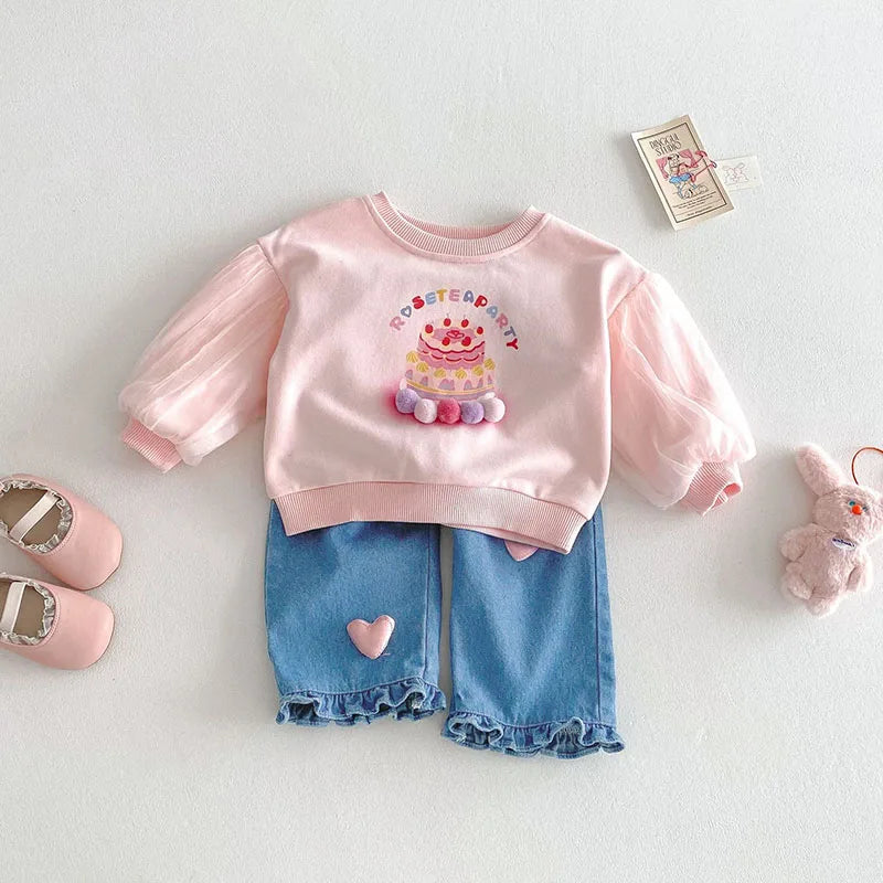 Children Girls Thin Style Denim Blue Pants - PAMU8