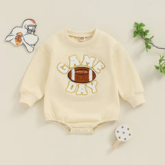Baby Football Embroidery Bodysuit, Long-Sleeve Fall Romper