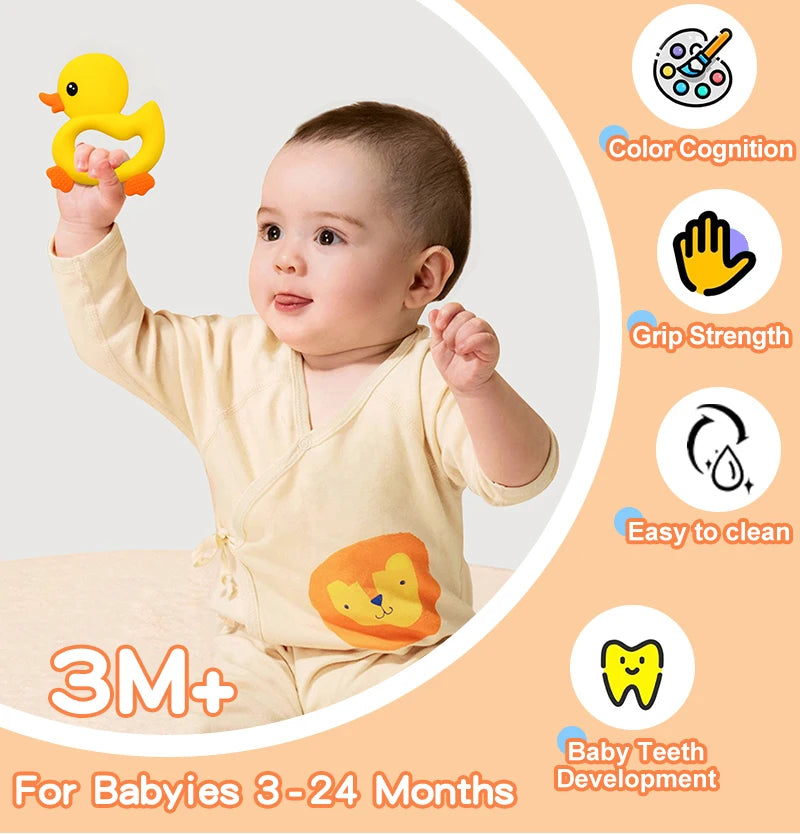 Baby Teether Toys Cartoon Duck Silicone Teether - PAMU8