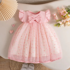 Bow Love Pattern Baby Dress