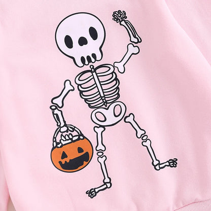 Skeleton Print Long-Sleeved Sweatshirt