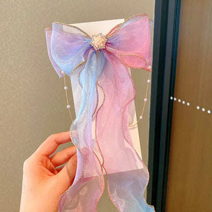 Baby Girls Elegant Mesh Bow Ribbon Hair Clips - PAMU8