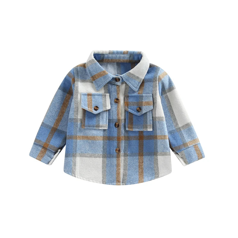 Boy Plaid Shirt Jacket Coat