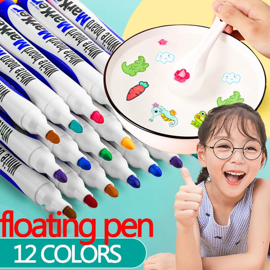 Water-floating drawing marker set, with 8-piece and 12-piece choices