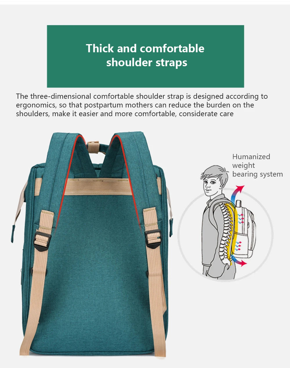 3-in-1 Foldable Diaper Bag Backpack with Changing Station