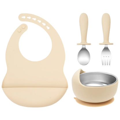 4PCS Stainless Steel Baby Feeding Set