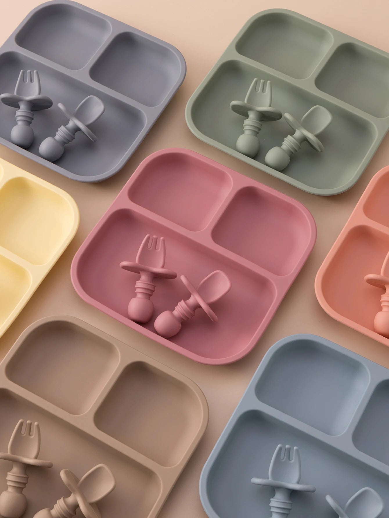 Colorful Silicone Baby Feeding Set, 2 Pieces