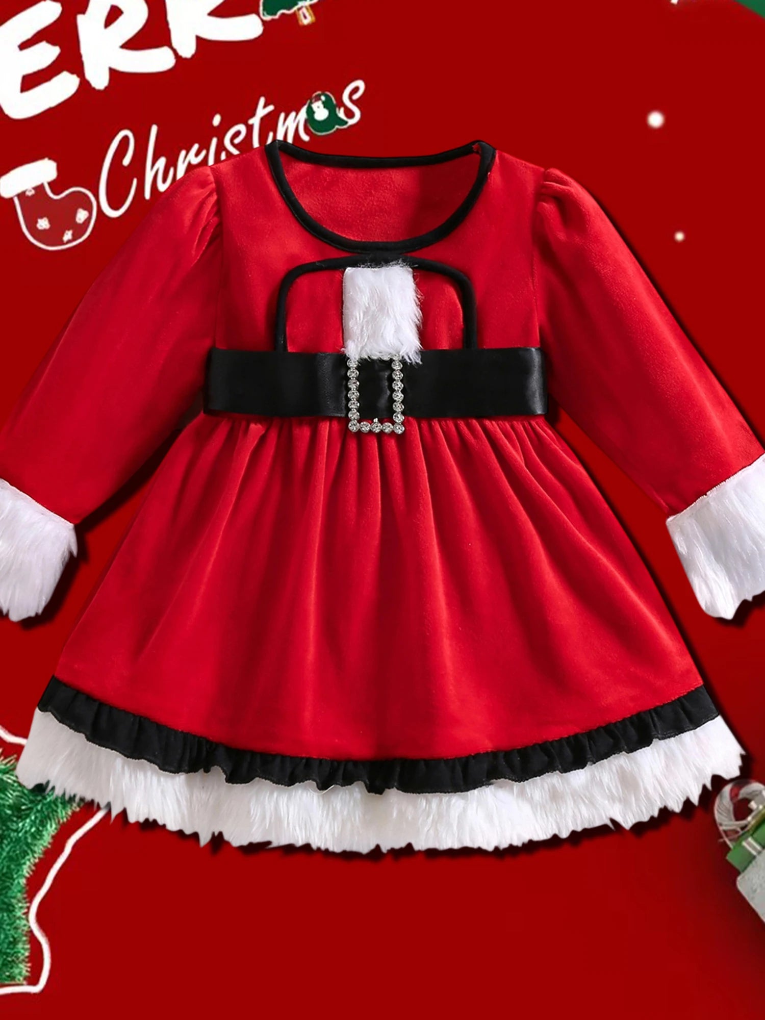 Velvet Christmas Girl Dress