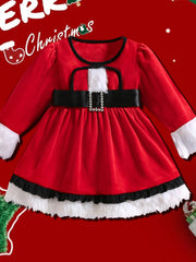 Velvet Christmas Girl Dress