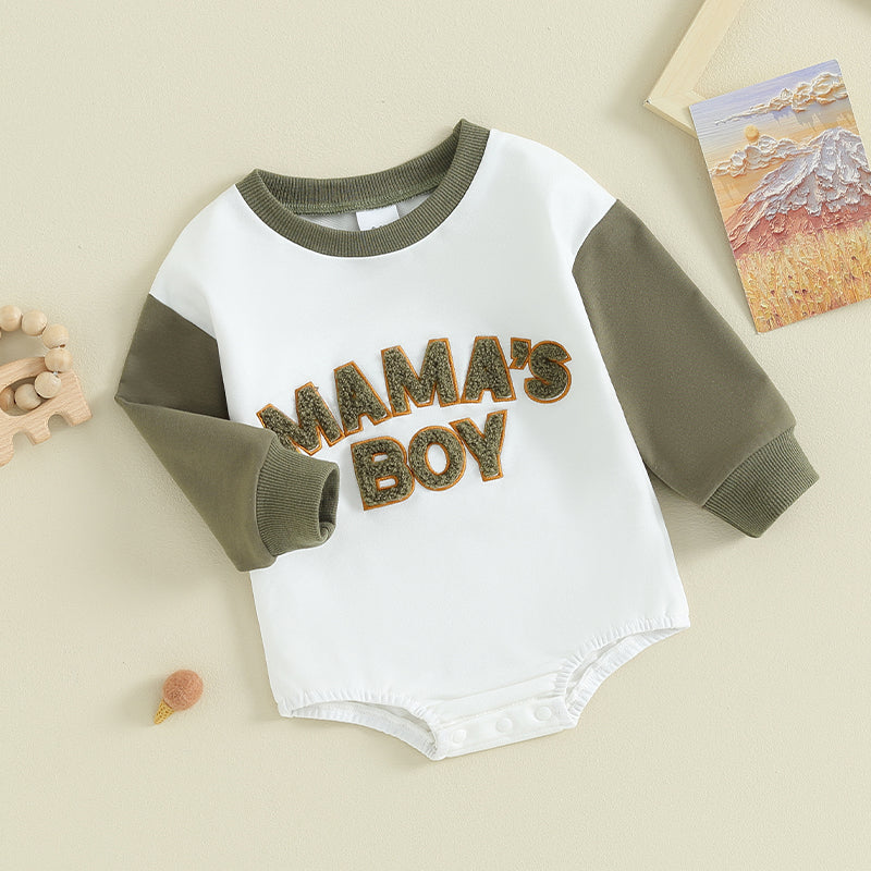 Baby Boys' Letter Sweatshirt Romper, Long-Sleeve Fall
